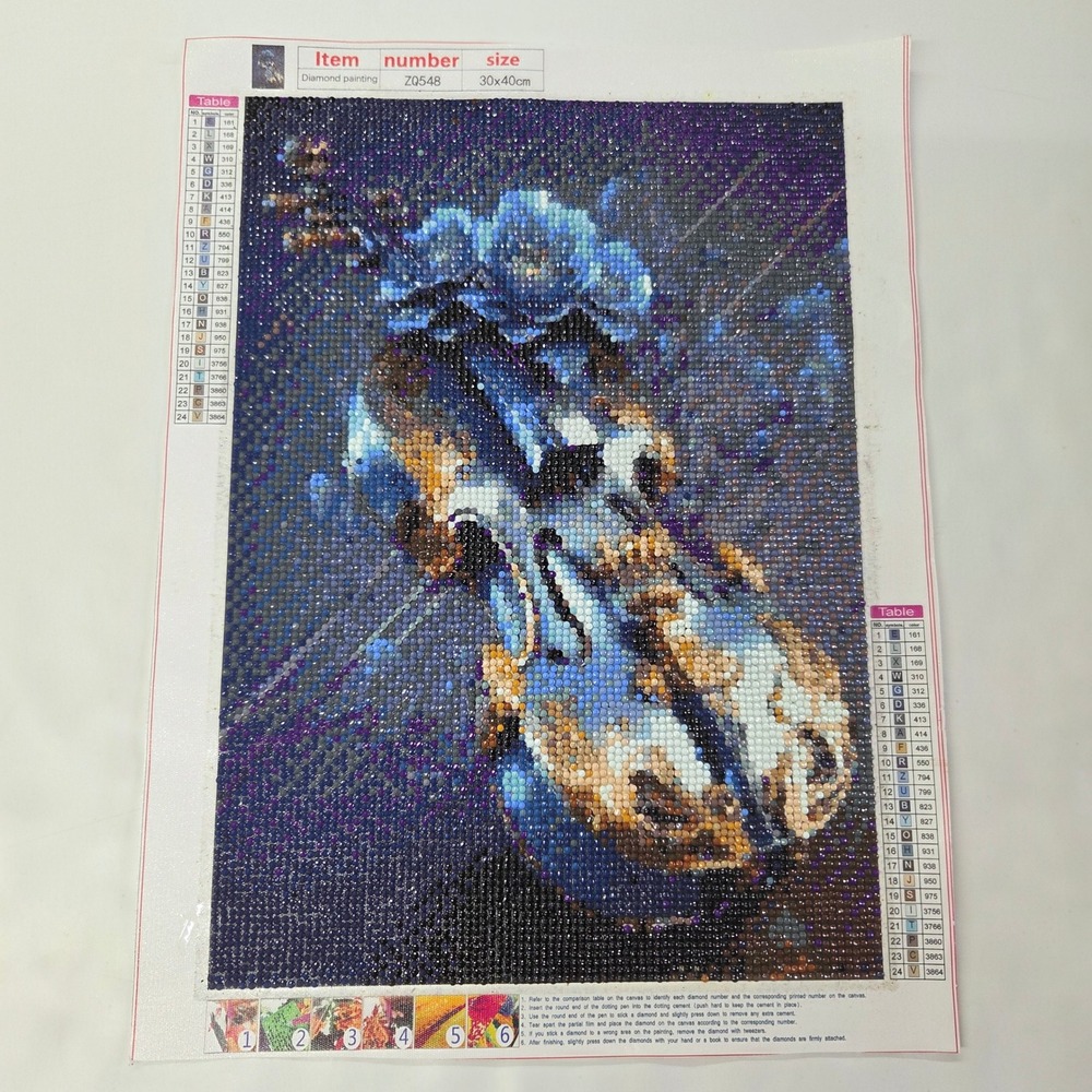 Unbranded Completed Diamond‎ Painting Violin Flowers Blue Purple 30x40cm ZQ548